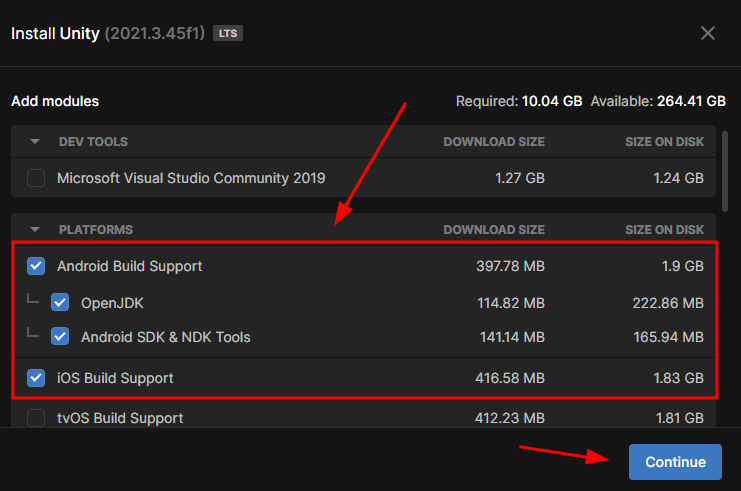 Select version components