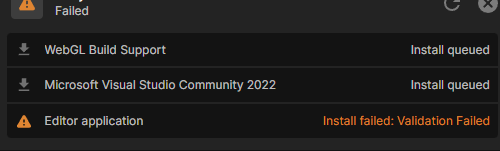 Unity installation error